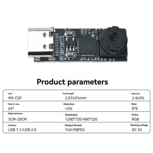 Type-C USB Camera Module 720P 1MP 65 Wide Angle for ESP32-S3 Development Board for ESP32-S3 Windows Android