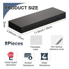 Protector de Pared para Garaje de 8 Unidades para Puertas de Automóvil, Topes de Garaje para Estacionar el Coche, Protector de Pared Autoadhesivo