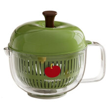 Salad Spinner Double Layer Vegetable Dryer Washer, Hand Crank Colander for Kitchen Accessories for Home, Camping Green