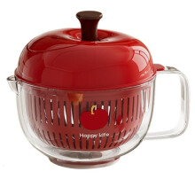 Salad Spinner Double Layer Vegetable Dryer Washer, Hand Crank Colander for Kitchen Accessories for Home, Camping Red