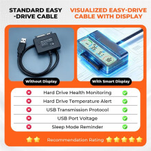 USB 3.2 to Adapter & Converter Cable for 2.5" & 3.5" HDD & SSD, External Hard Drive Reader with Display
