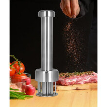 Ablandador de Carne de Acero Inoxidable, con Protector de Seguridad Retráctil, Sin Espacios para la Acumulación de Alimentos