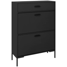 Three Drawer Slim Shoe Storage Cabinet, 12 Shoe Pairs - Black