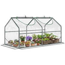 Mini Greenhouse Portable Flower Planter Vegetable Grow House for Garden with Zipped Windows, 120 x 60 x 60 cm, Clear