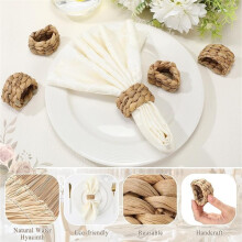 12 Pcs Woven Napkin Rings Farmhouse Rustic Boho Napkins  for Farmhouse Table Decor Harvest Banquet