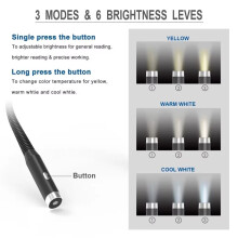 Neck Reading Light Book Lights Reading in Bed Bendable Long Lasting Portable USB Rechargeable LED Book Lighting