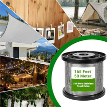 Kit de Câble en Acier de 1,6 mm (1/16 Po) pour Pergolas de Jardin, Cordes à Linge, Balustrades, Treillis, Patios, Jardins et Éclairage de Mariage