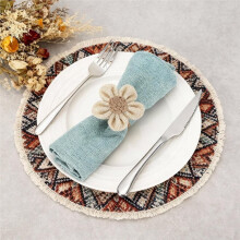 Servettringar Set Om 6 Handgjorda Rustika Servettringar Återanvändbara Boho Servettringar för Elegant Middagsbordsdekoration Beige