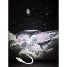 Proiettore USB A Tema Spaziale, Satellite e Galassia, Luce Notturna, Lampada di Proiezione A 360 Flessibile con 7 Lenti Intercambiabili