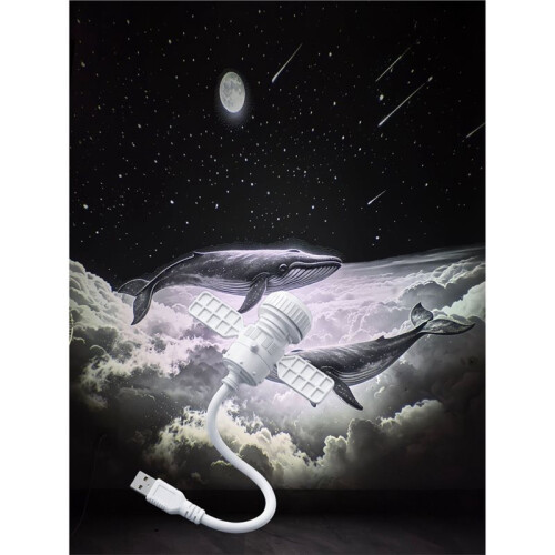 USB Space Satellite  Projector Night Light Space Themed Projection Lamp 360 Flexible 7 Interchangeable Lens