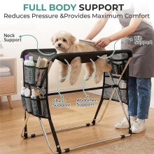 Pet Grooming Hammock with Stand, Foldable Design, Holds to 165 Lbs, Joint Protection for Dogs, Restraint Tool Black