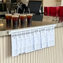 2 Pezzi Ferma Scontrini Senza Trapano Porta Ordini da Cucina con 2 Punte per Ticket Staffa da Parete per Ticket per Fogli 30cm