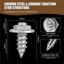 30PCS Wading Boot Studs with Carbide Cleats, Screw-in Traction Kit & Tool for Rubber or Soles