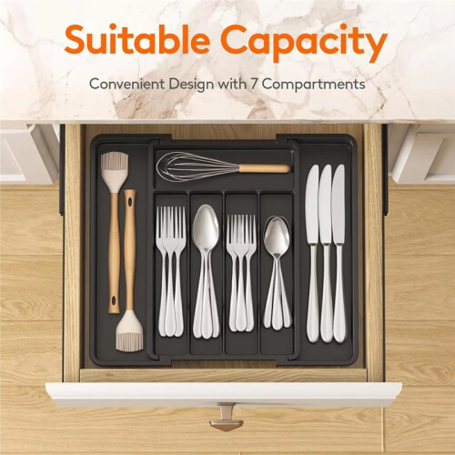 2pcs Silverware Organizer - Expandable Kitchen Drawer Organizer for Utensils, Cutlery, and More 2