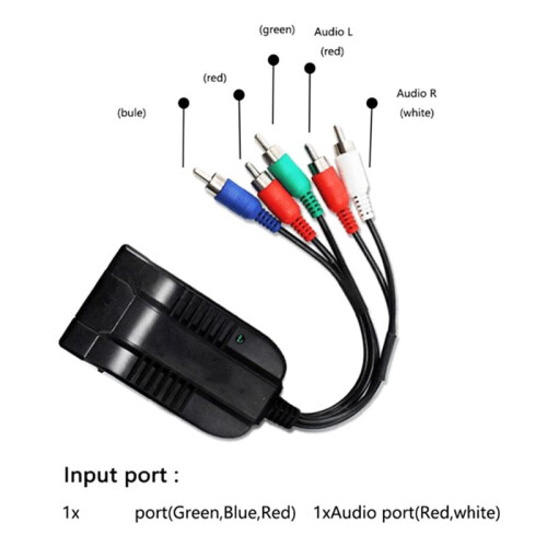 -Compatible to YPbPr Component Scaler Converter 5 RCA RGB -Compatible Input  Power Cable 2