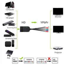 Convertidor Escalador de Componente YPbPr Compatible con 5 RCA RGB Entrada de Cable de Alimentación de CC