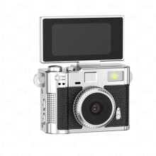 Retro Pocket Thumb Camera Zinc Alloy Vlog Camera with Flip Screen and Fill Light, Keychain Camera for Travel Black