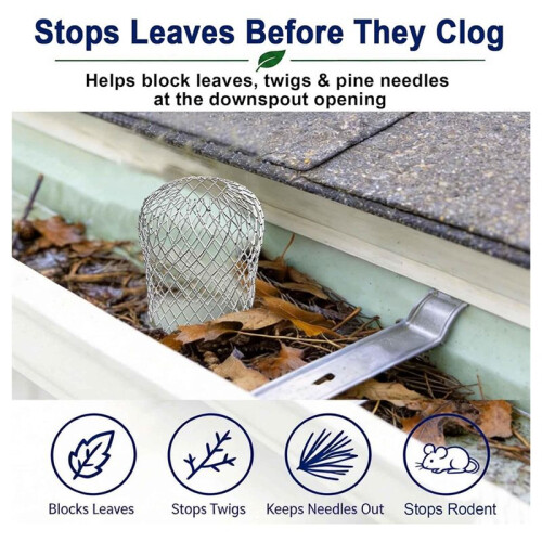 4 Pack Upgrade Gutter Downspout Guards, Heavy Duty Expandable Aluminum Gutter Filter, Leaf Gutter Downspout Screen