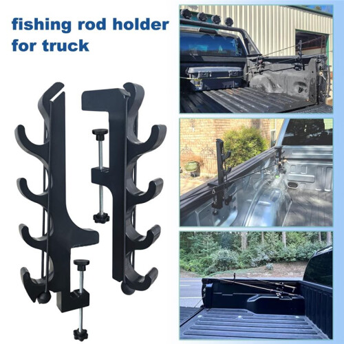 Support de Canne à Pêche pour Lit de Camion - Support de Cordon Élastique Sécurisé pour 4 Cannes à Pêche, Sans Perçage 2