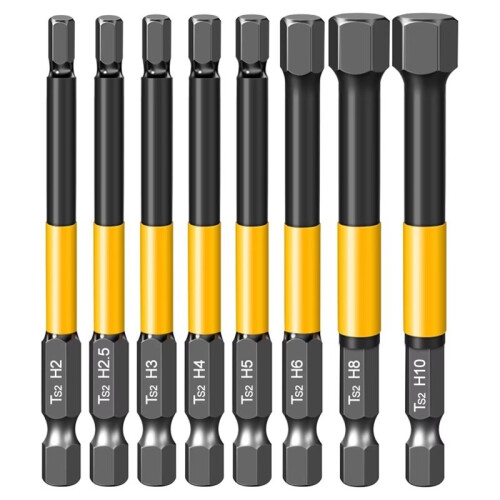 Allen Wrench Drill Bit Hex Driver Bits Set 100mm H2-H10mm with Magnetic Grip and Slip Design for Secure Screw Holding