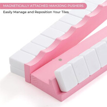 Support de Mahjong en Bois en Forme D'Éventail de 4 Pièces avec Tige de Poussée Magnétique - Cadeau pour les Joueurs de Soirée en Famille