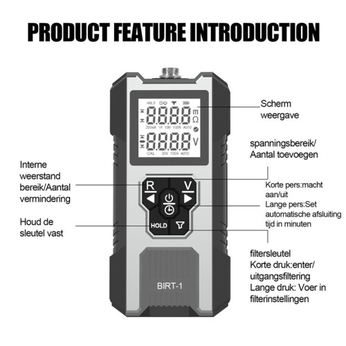 Tester Portatile di Resistenza Interna per Batterie, Analizzatore per Piombo, Litio e NiCd con Supporto Batteria