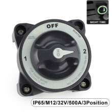 500A HD-Series Heavy Duty 3 Position Selector Battery with AFD Luminous M12 Isolator Disconnect Rotary