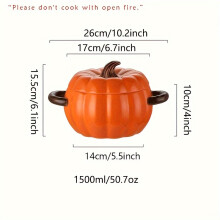 (Brown) Set aus kürbisförmigen Dutch Oven-Töpfen aus Keramik mit Deckel, perfekt für Halloween-Desserts und Backen, mit