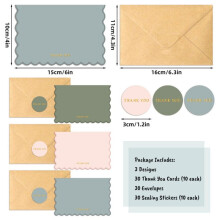 30Pcs Thank You Cards with Envelopes, Scalloped Gold Foil,for Wedding, Bridal & Baby Showers, All Occasion Gratitude Set