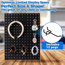 Pegboard Display Stand Metal Product Merchandise Display Rack with 12 Peg Hooks for Shows, Retail Shops & Events