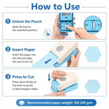 1.5 Inch Hexagon Punch for Scrapbooking and Card Making,Zinc-Alloy Mechanism and ABS Housing for 100 to 200 Gsm Paper