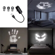 Halloween-USB-Projektions-Nachtlicht Totenkopf-LED-Projektorlampe Gruselige Wand- und Deckendekoration Party-Atmosphärenbeleuchtung für Feiertage