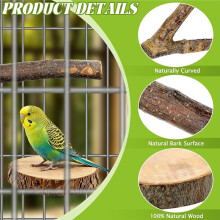 8 Pcs/Set Natural Wood Bird Perch Set for Parakeets & Budgies Ideal for Small Birds