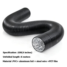 Tuyau de Ventilation Télescopique en Feuille D'Aluminium Double Couche de 4 Pouces X 6 M pour Hottes de Cuisinière et Ventilateurs D'Extraction de