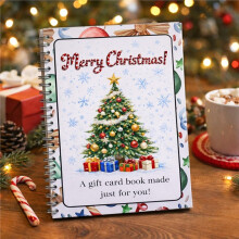 Libro de Tarjetas de Regalo de Árbol de Navidad, Regalos para Nietos Niños Mujeres Sorpresas en Cada Página Libro de Tarjetas de Regalo DIY