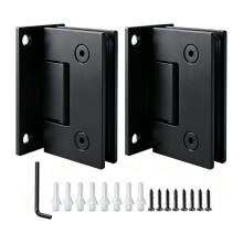 Pack de 2 Charnières de Porte de Douche en Verre Sans Cadre à 90 Degrés, Charnières de Porte de Douche en Acier Inoxydable 304 Noir Brossé