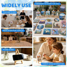 12 Pack Canvas with Easel Set, 4x4" Small Canvases for Painting, Pre-Stretched, Primed, for Acrylic & Oil Painting