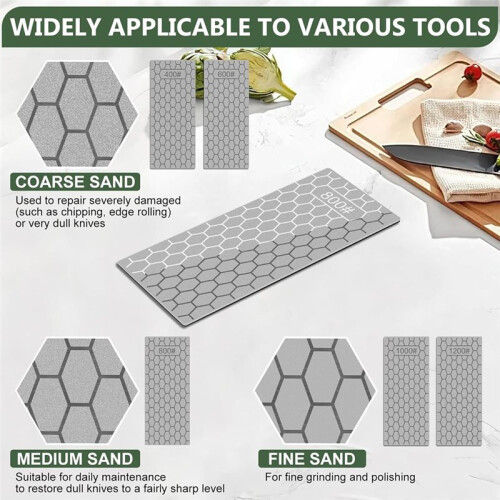 Diamond Whetstone Set, Sharpening Discs with Honeycomb Surface Plates, Coarse to Extra Fine 600/1000/1200 Grit