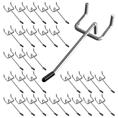 30Pcs Pegboard Hooks 4 Inch, Pegboard Organizer Hooks for Garage Workshop Tool Storage, Fit 1/8" Board