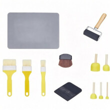 15 Pezzi Kit Decoupage, Strumenti Essenziali per Decoupage Spugna Pennello Tappetino In Silicone Rullo In Gomma Raschietto In Plastica Fibra