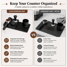 Silicone Espresso Tamping Station Anti-Slip Tamping Mats met Opbergruimte voor Gereedschap & Verhoogd Afvoergedeelte voor Thuis Koffiebar C