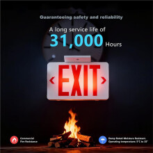 Red Exit Sign with Emergency Light,LED Exit Light with Battery Backup, UL Listed,Commercial Emergency Lights Combo 1Pack