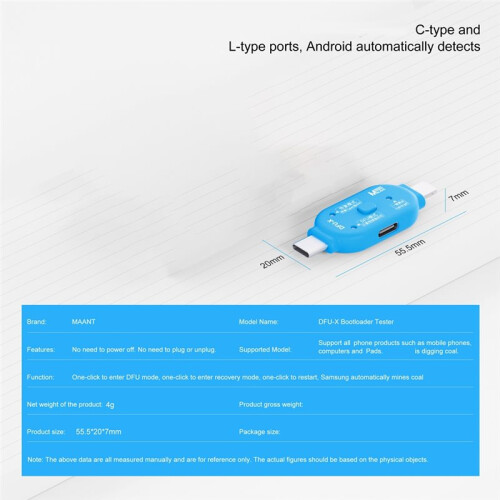 MaAnt DFU-X One-Click DFU Restore Tool Auto Detect Model No Plug-in Shutdown Phone Reboot Adapter for   Android Repair 1