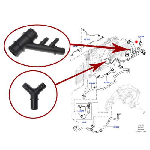 T-Connector LR050854 LR034637 is Suitable for     2010-2017 Models. 5pcs 2