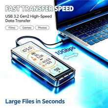 Obudowa Dysku M.2 SSD 10Gbps z Wbudowanym Inteligentnym Wyświetlaczem, Zewnętrzna Obudowa SSD USB 3.2 Gen2 Type-C, dla NVMe i  M/B i M Key