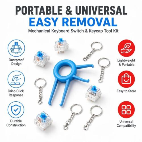 100 Pcs  Keyboard Switches with  Puller, 3-PIN Mechanical Keyboards Switches Replacement, with 10PCS Keychain 2