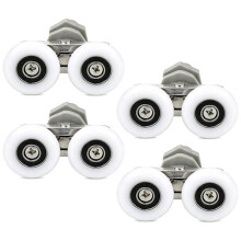 4 Piezas Rodillos Dobles para Puerta de Ducha Corrediza, Ruedas de Repuesto para Puertas Corredizas de Baño y Rieles de Puerta 25mm