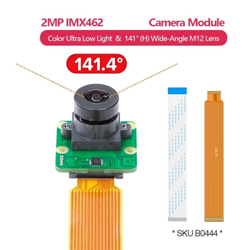 Módulo de Câmera STARVIS de 2MP com Sensor IMX462 Colorido e Lente  Angular M12 de 141 (Horizontal) para Raspberry Pi 2