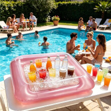 Bar de Piscine Gonflable: Bar de Service Extérieur avec Bouchon de Vidange, Refroidisseur de Boissons à Table de Glace pour Fêtes, Jaune