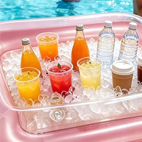 Inflatable Pool Bar: Outdoor Serving Bar with Drain Plug, Ice Table Drink Cooler for Parties 1